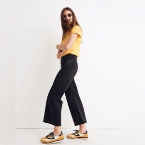 Madewell Wide Leg Crop Washed Vintage Black Jeans Size 32